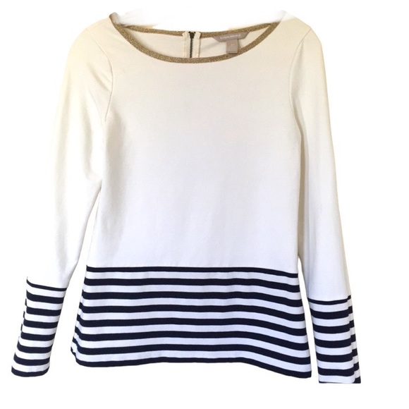 Banana Republic Tops Banana Republic Off White Half Striped Long